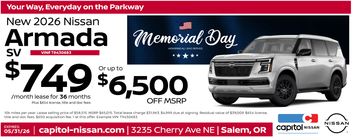 New 2026 Armada SV as low as $749/ month for 36 months