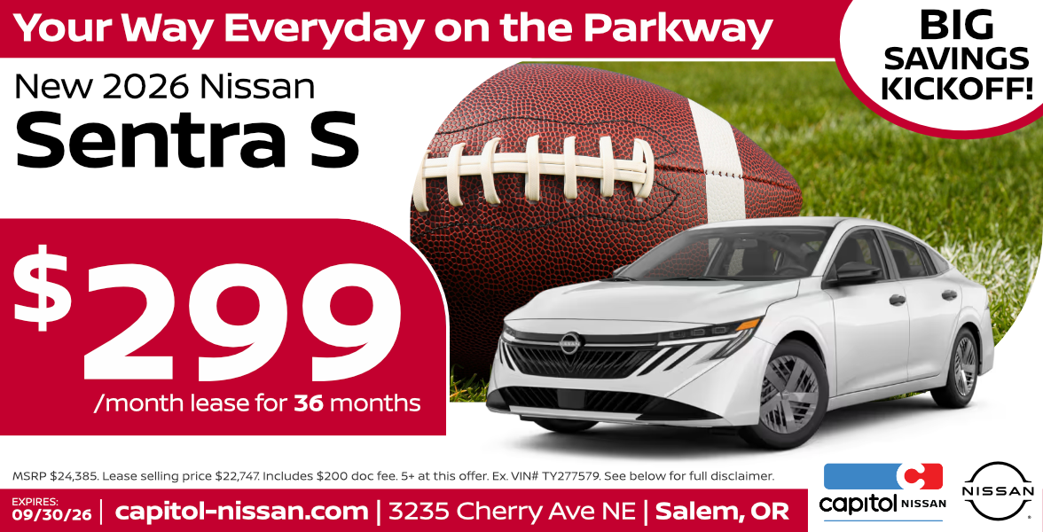 New 2026 Nissan Sentra S Lease for $299/ month for 36 months