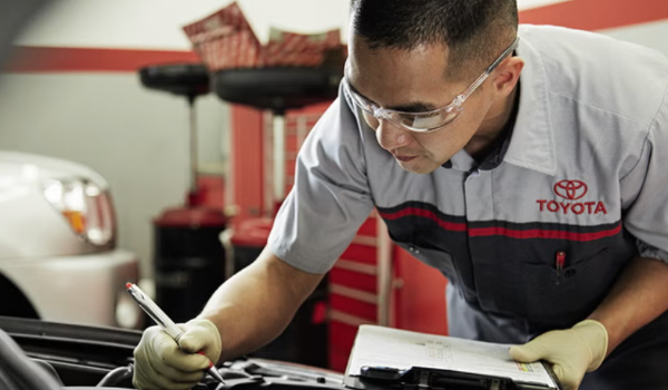 Buy Parts or Service Now side image Toyota vehicle being serviced on