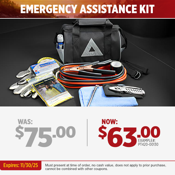 Emergency Assistance Kit offer image Emergency Assistance Kit parts special | Expires 11/30/25