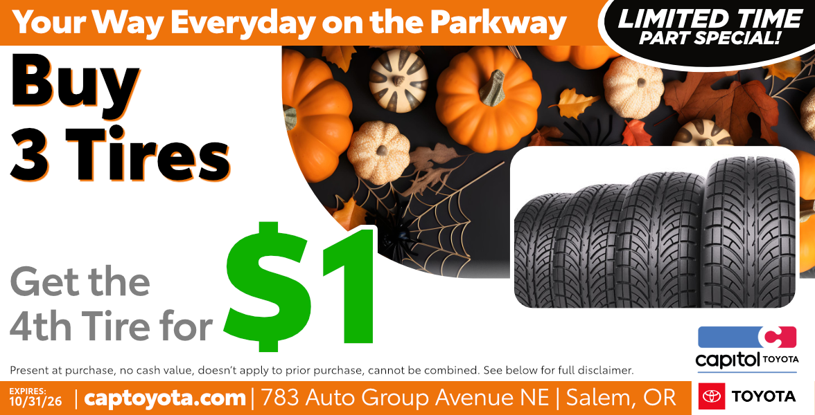Buy 3 tires, get the 4th for $1 Special banner image Buy 3 tires, get the 4th for $1