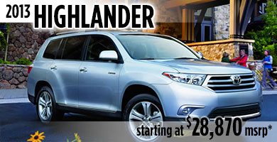 View details on the New 2013 Toyota Highlander at Eddy's Toyota 2013 Toyota Highlander at Eddy's Toyota serving Wichita, Kansas