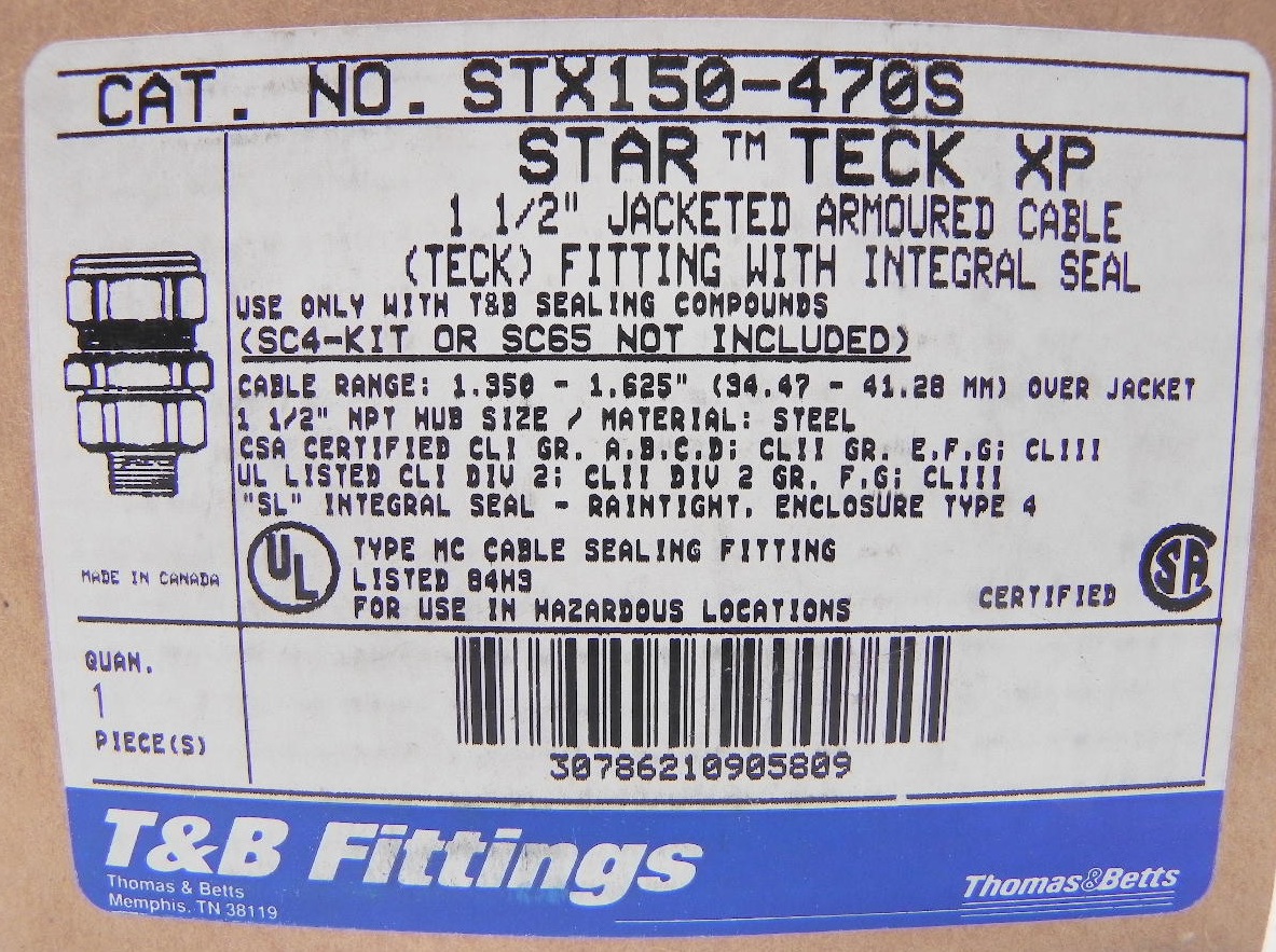 Thomas & Betts Teck Cable Fitting 11/2" STX150470S eBay