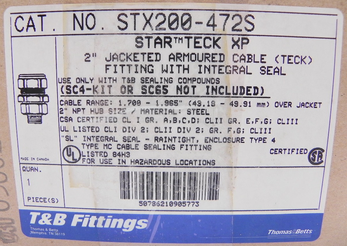 Thomas & Betts Star Teck Cable Fitting 2" STX200472S eBay
