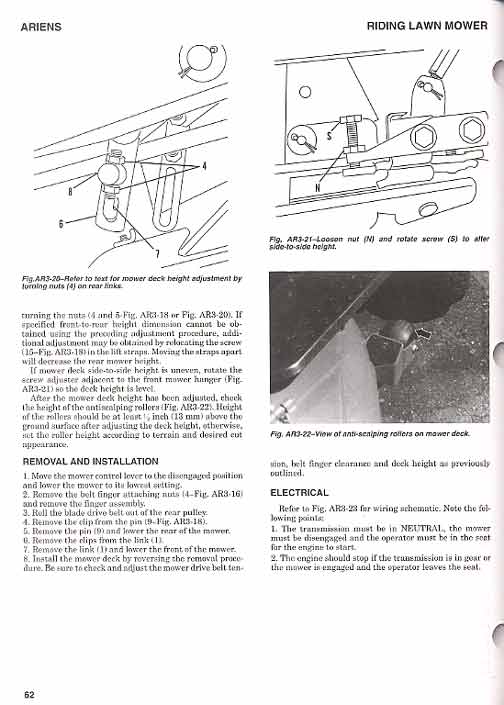 riding lawn mower service manual