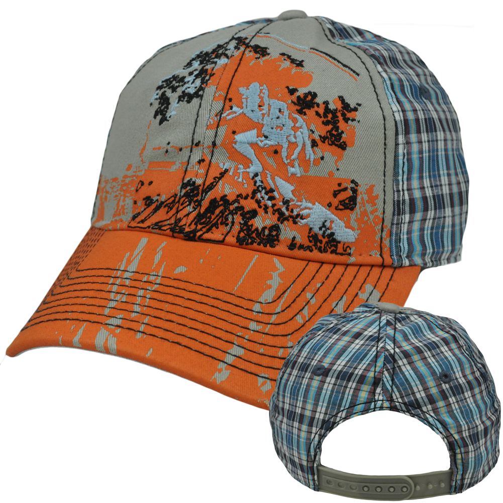 Faded Glory Youth Kids Ripped Pre Distressed Plaid Snapback Baseball