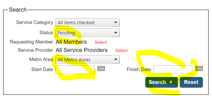 Select Pending Requests