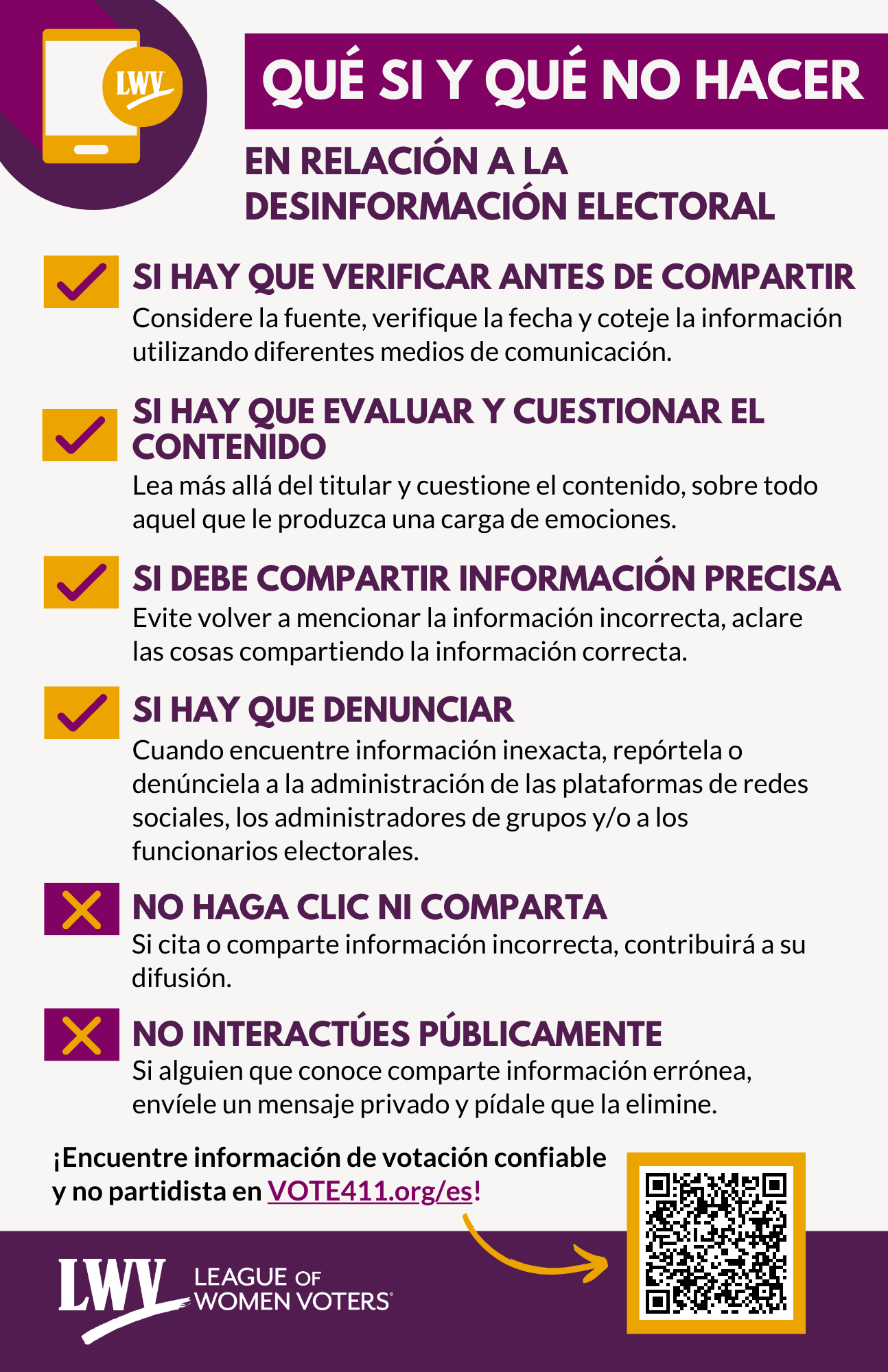 Election Disinfo Dos and Donts - Spanish