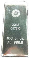 Silver 100 oz. Royal Canadian Mint bullion bar
