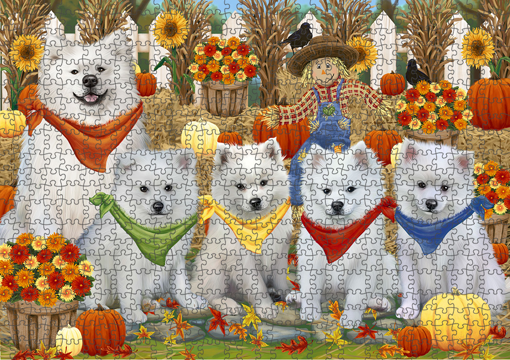 Fall Festival Pumpkin Dog Cat Jigsaw Puzzle with Photo tin - Picture 8 of 98