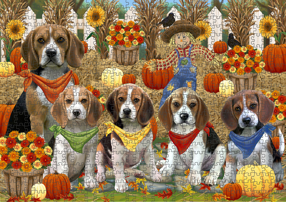 Fall Festival Pumpkin Dog Cat Jigsaw Puzzle with Photo tin - Picture 16 of 98