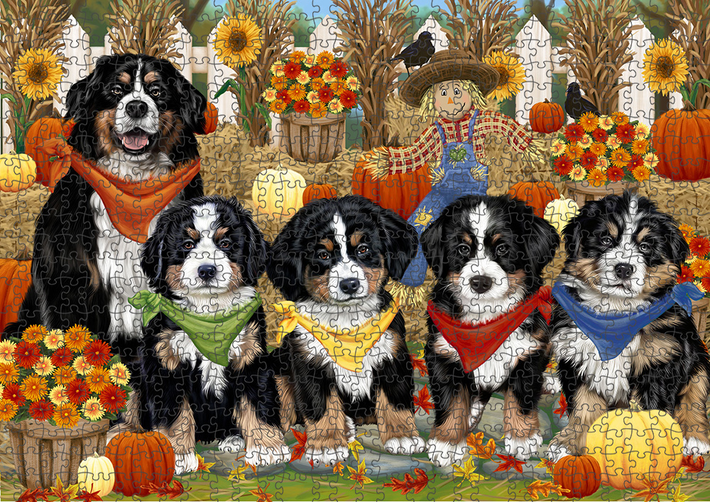 Fall Festival Pumpkin Dog Cat Jigsaw Puzzle with Photo tin - Picture 20 of 98