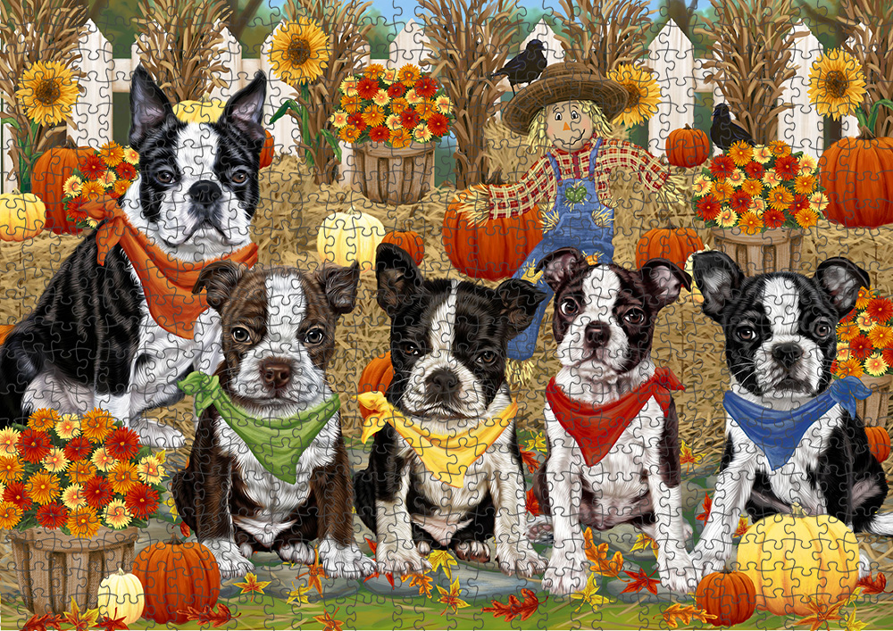 Fall Festival Pumpkin Dog Cat Jigsaw Puzzle with Photo tin - Picture 27 of 98