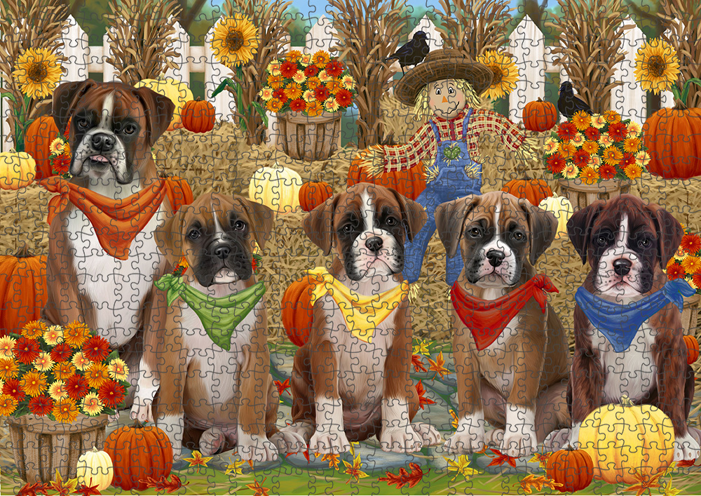 Fall Festival Pumpkin Dog Cat Jigsaw Puzzle with Photo tin - Picture 28 of 98