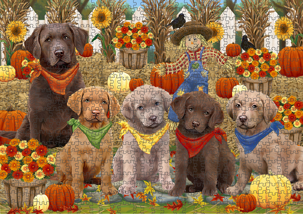 Fall Festival Pumpkin Dog Cat Jigsaw Puzzle with Photo tin - Picture 35 of 98