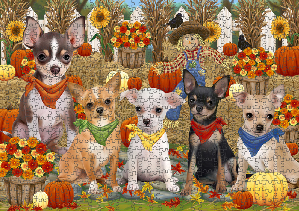 Fall Festival Pumpkin Dog Cat Jigsaw Puzzle with Photo tin - Picture 36 of 98