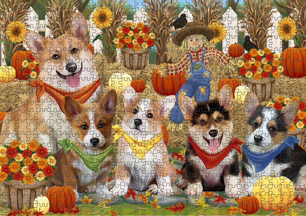 Fall Festival Pumpkin Dog Cat Jigsaw Puzzle with Photo tin - Picture 40 of 98
