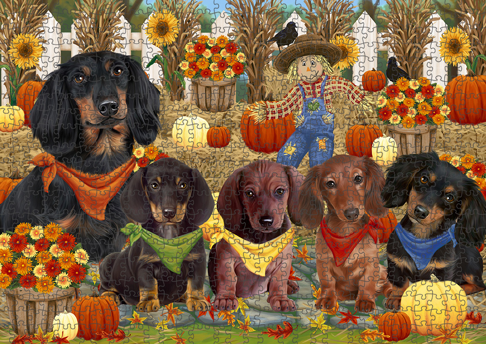 Fall Festival Pumpkin Dog Cat Jigsaw Puzzle with Photo tin - Picture 42 of 98