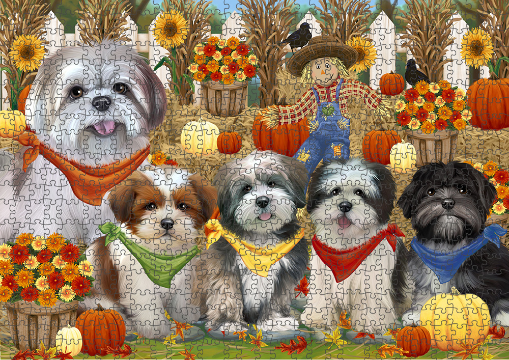 Fall Festival Pumpkin Dog Cat Jigsaw Puzzle with Photo tin - Picture 60 of 98
