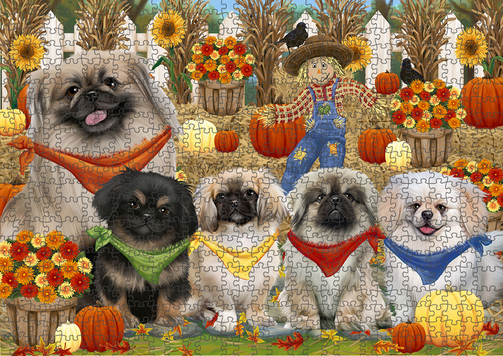 Fall Festival Pumpkin Dog Cat Jigsaw Puzzle with Photo tin - Picture 65 of 98