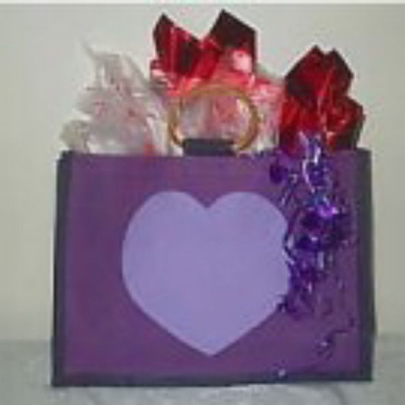 Jute Pretty Purple Spa HEART Tote Bag 