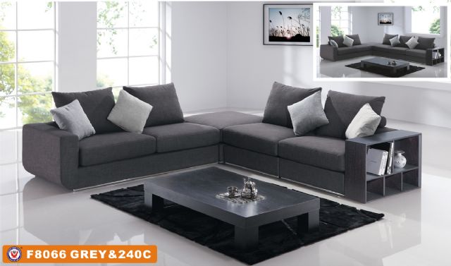 Faux Linen Gray Sectional F8066 by American Eagle