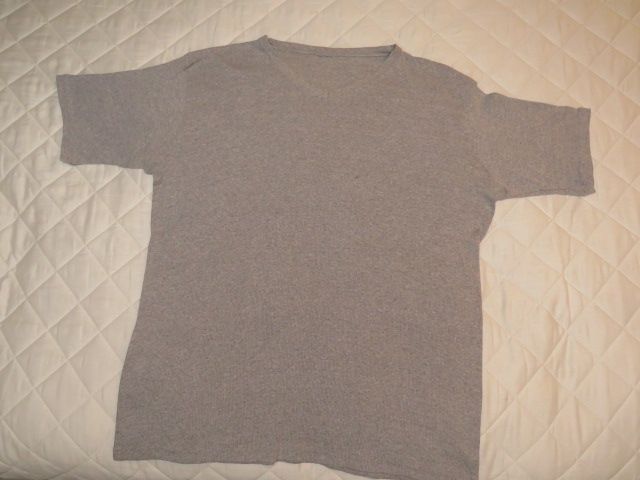 Man's gray V neck shirt