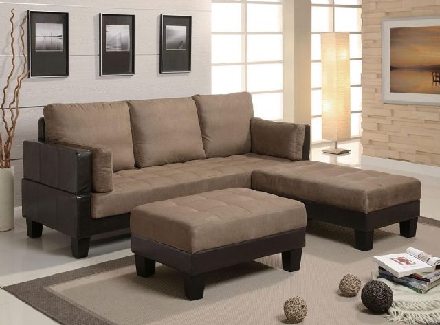 Olympic Games Tan Microfiber Brown Vinyl Sofa Bed 