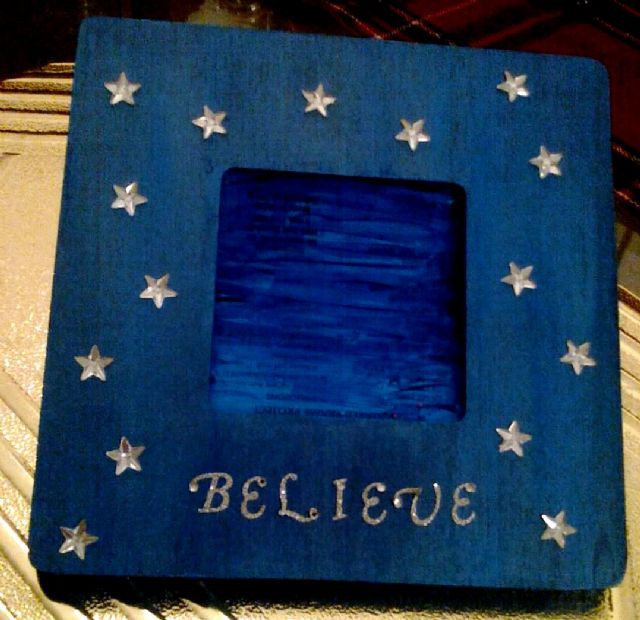 Dark Blue "Believe" handcrafted Picture Frame