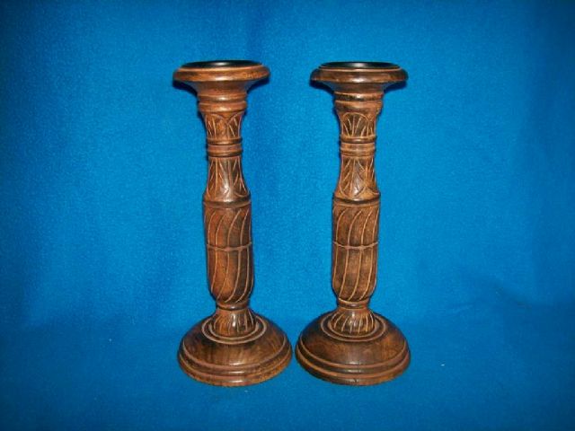 2 Beautiful Wooden Candle Holders