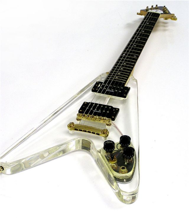 Galveston Clear Acrylic Lucite Flying V Electric Guitar eBay
