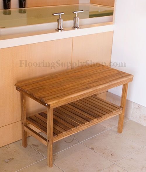 Teak Wood Rectangle Bench with Removable Shelf