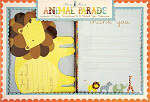 Animal Parade Invitations and Thank you Cards