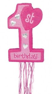 Number 1 First Birthday Pinata: Pink