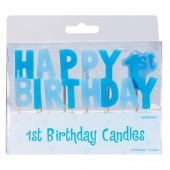 Happy 1st Birthday Candles Blue