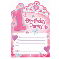 1st Birthday Princess Invitations
