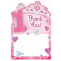 1st Birthday Princess Thank You Notes