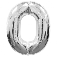 Giant Foil Silver Number 0 Balloon