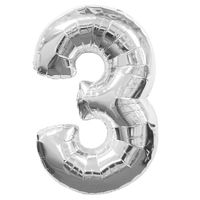 Giant Foil Silver Number 3 Balloon