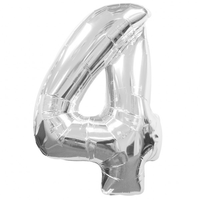Giant Foil Silver Number 4 Balloon