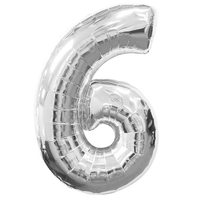 Giant Foil Silver Number 6 Balloon