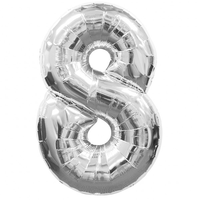 Giant Foil Silver Number 8 Balloon