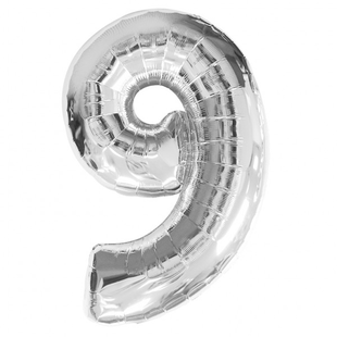 Giant Foil Silver Number 9 Balloon