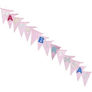 Pink Fabric Happy Bithday Bunting