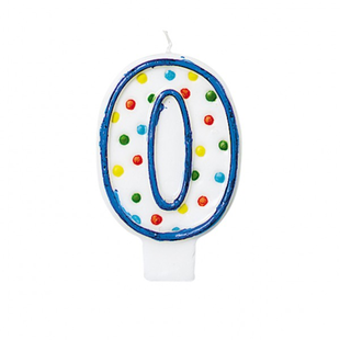 '0' Polka Dots Birthday Candle