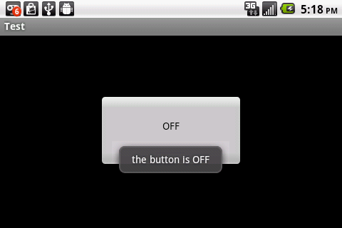 toggle button in off state toggle button showing off state and toast message