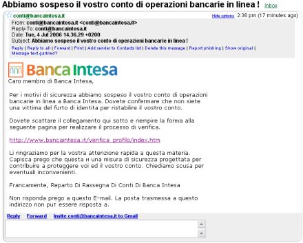 Phishing Banca Intesa