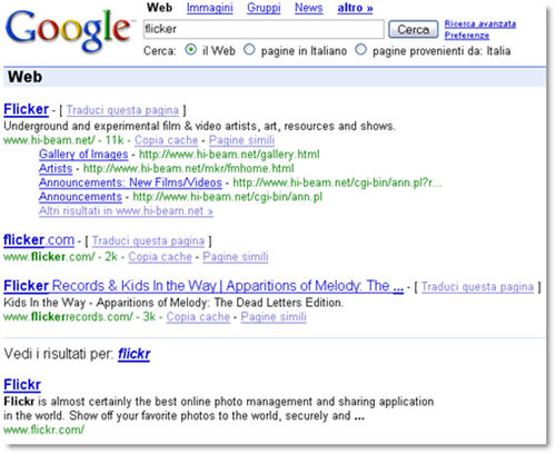 Flicker su Google