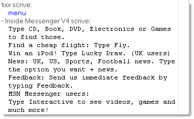 Menu di InsideMessenger