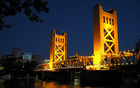 One of Sacramento's bridges where a walk along the Delta is a romantic end to a hectic day or simply cross the under the highway through the pedestrian friendly walkway and shop the retail center in downtown Sacramento.